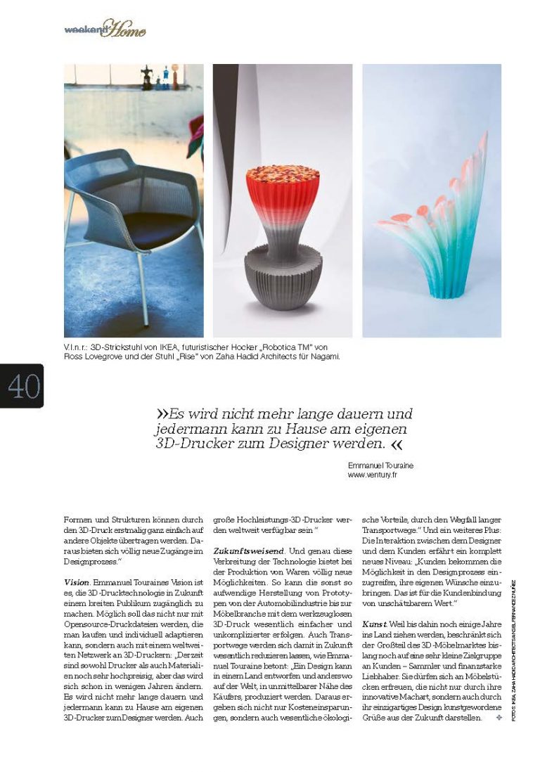 WeekEndHome Mag featuring Emmanuel Touraine's designs for Ventury